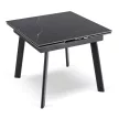 LARES kerámia bővíthető étkezőasztal, 90-150 cm, fekete márvány/fekete
