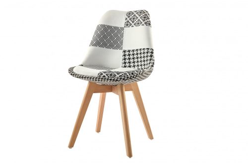 Scaun modern scandinav tapițat Monza Blanc Patchwork