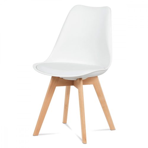 Modern Scandinavian Dining Chair with Textile Leather Seat Cushion Beech Wood Legs Monza