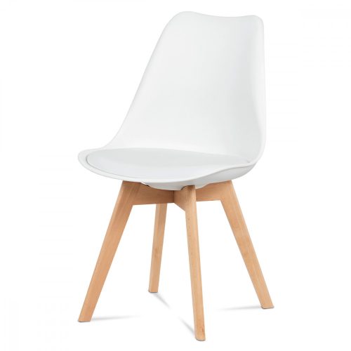 Modern Scandinavian Dining Chair with Textile Leather Seat Cushion and Beech Wood Legs MONZA