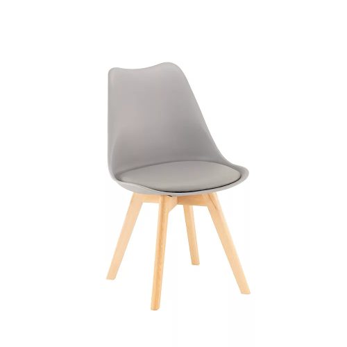 Modern Scandinavian Dining Chair with Textile Leather Seat Cushion Beech Wood Legs Monza