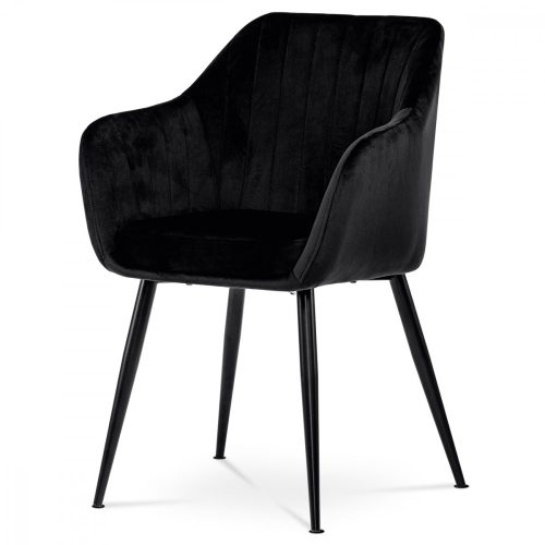 Modern Velvet Armchair / Dining Armchair Black Colour Metal Legs Pika