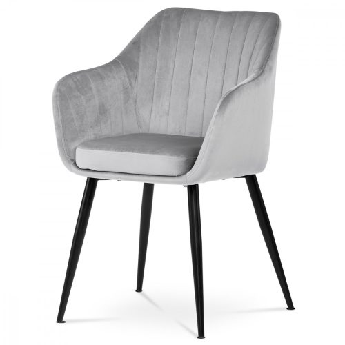 Modern Velvet Armchair / Dining Armchair Silver Grey Colour Metal Legs Pika