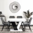 Kihúzható étkezőasztal 120–160 cm méretben, fehér/fekete fényes kivitelben CLARK