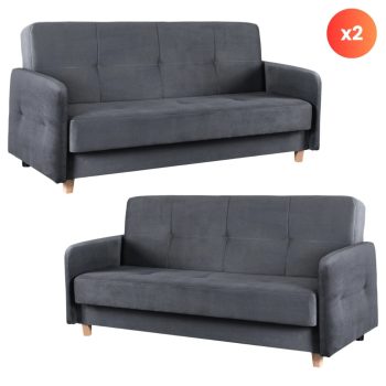 2 db-os szett, ágyazható kanapé szürke színben CUBA