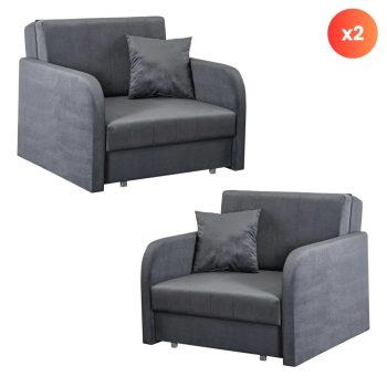 Set of 2 single sofa beds VERO grey