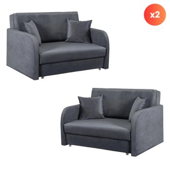 Set of 2 double sofa beds VERO 2 grey