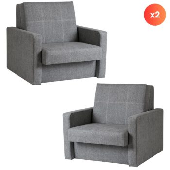 Set of 2 single sofa beds MILAN 1 grey