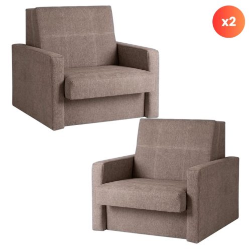 Set of 2 single sofa beds MILAN 1 beige