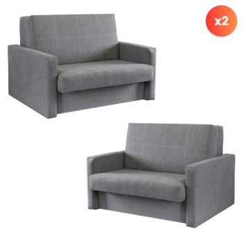 Set of 2 double sofa beds MILAN 2 grey
