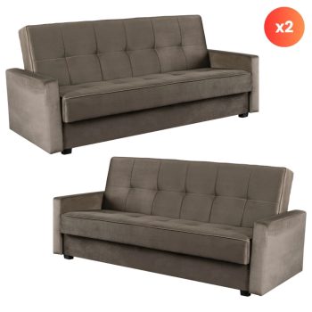 Set of 2 sofa beds ALUNA beige
