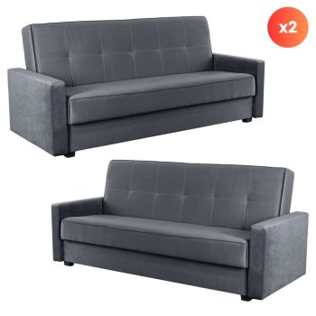 Set of 2 sofa beds ALUNA grey