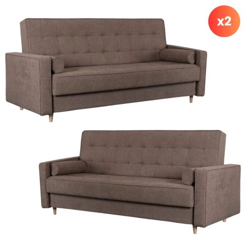 Set of 2 sofa beds MALTA brown