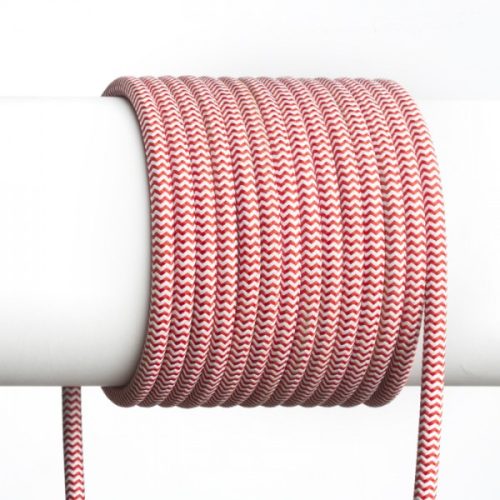 FIT 3x0,75 1fm textil kábel piros/fehér  