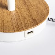 KEITH asztali alap USB-vel fehér bükk 230V E27 40W
