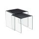 2 Piece Standing Smoking Table - curbat, sticlă călită, top vopsit în ciment. Dimensiune: 45X33X50 Cm Solaris 