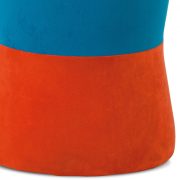 Taburet cívka, potah kombinace modré a oranžové látky mikroplyš, nosnost 80 kg