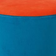 Taburet cívka, potah kombinace modré a oranžové látky mikroplyš, nosnost 80 kg