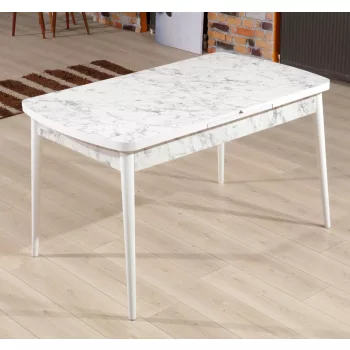 Étkezőasztal, fehér-szürke, 132 cm