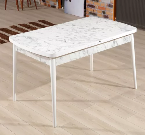 Étkezőasztal, fehér-szürke, 132 cm