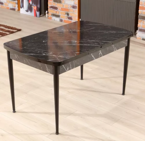 Trend étkezőasztal, fekete-fehér, 132 cm