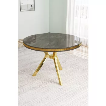 Mos étkezőasztal, antracit-arany, 90 cm