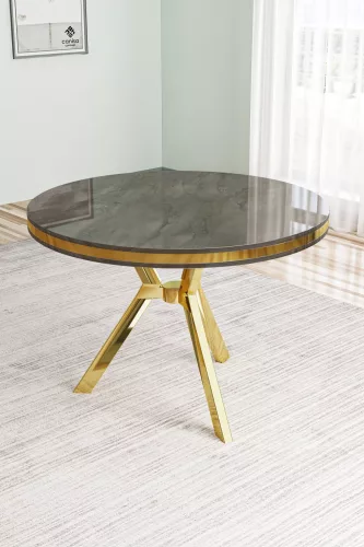 Mos étkezőasztal, antracit-arany, 90 cm