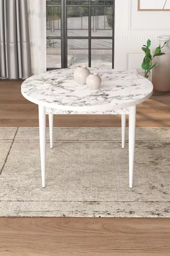Tor étkezőasztal, fehér márvány-fehér, 90 cm