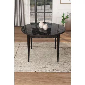 Tor étkezőasztal, fekete márvány-fekete, 90 cm