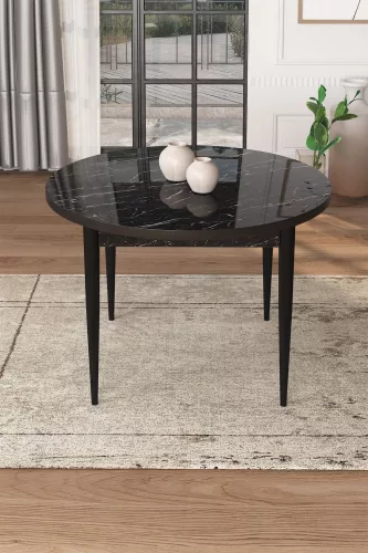 Tor étkezőasztal, fekete márvány-fekete, 90 cm