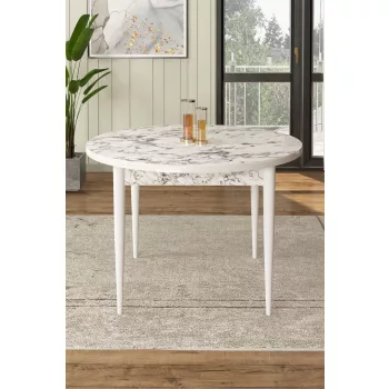 Rox étkezőasztal, fehér márvány-fehér, 90 cm