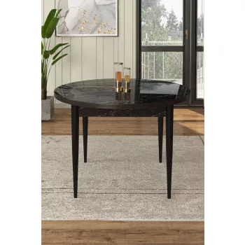 Rox étkezőasztal, fekete márvány-fekete, 90 cm