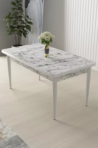 Nil étkezőasztal, fehér márvány-fehér, 110 cm