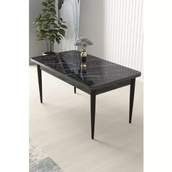 Nil étkezőasztal, fekete márvány-fekete, 110 cm