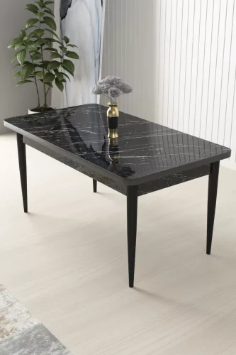 Nil étkezőasztal, fekete márvány-fekete, 110 cm