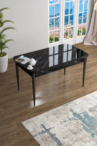 Han étkezőasztal, fekete márvány-fekete, 114 cm