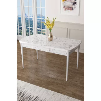 Zen étkezőasztal, fehér márvány-fehér, 132 cm