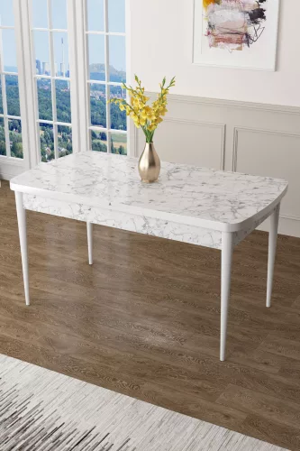 Zen étkezőasztal, fehér márvány-fehér, 132 cm