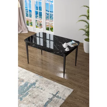 Zen étkezőasztal, fekete márvány-fekete, 132 cm