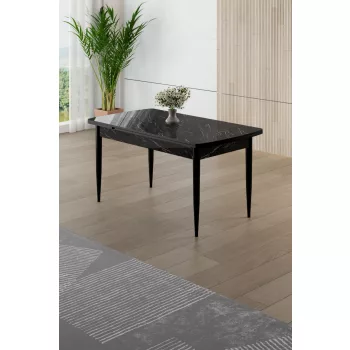 Asfel étkezőasztal, fekete márvány-fekete, 130 cm