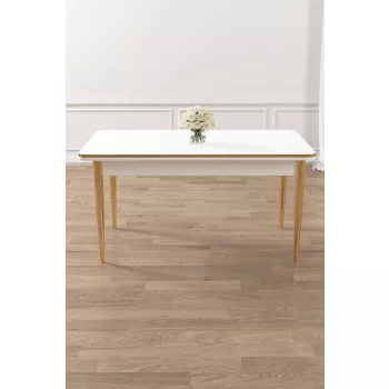 Rewa étkezőasztal, fehér-arany, 110 cm