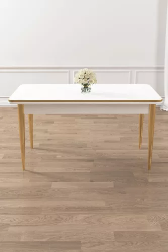 Rewa étkezőasztal, fehér-arany, 110 cm