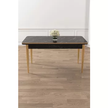 Rewa étkezőasztal, fekete márvány-arany, 110 cm