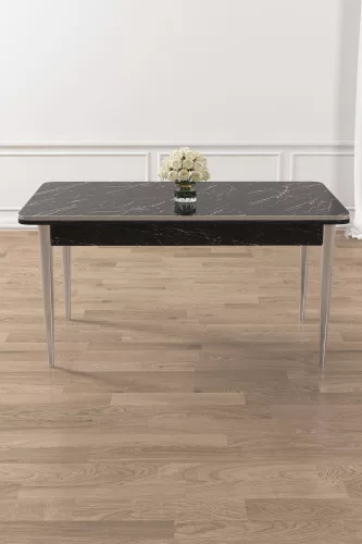 Rewa étkezőasztal, fekete márvány-króm, 110 cm