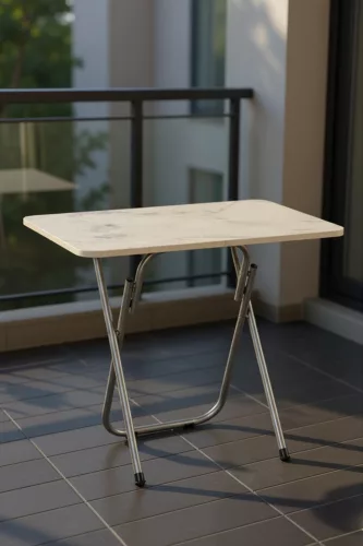Étkezőasztal, fehér márvány, 90 cm – RMS2Y01