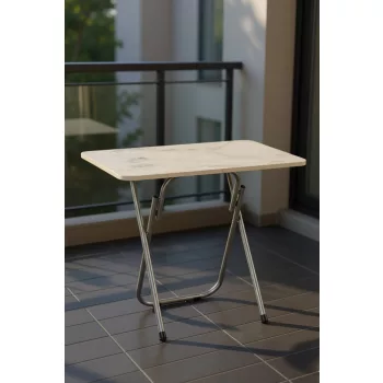 Étkezőasztal, fehér márvány, 90 cm – TR366SLV1132