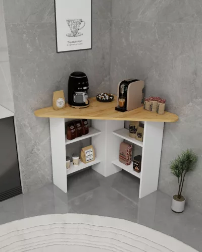 Corner étkezőasztal, zafír tölgy-fehér, 80 cm