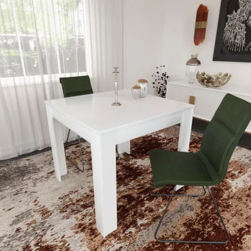Étkezőasztal, magasfényű fehér, 90 cm