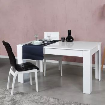 Oblo étkezőasztal, magasfényű fehér, 130 cm