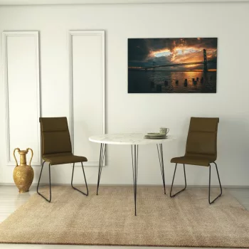   Sandalf étkezőasztal, laminált bútorlap, 90 x 75 x 90 cm – Sandalf - Marmo